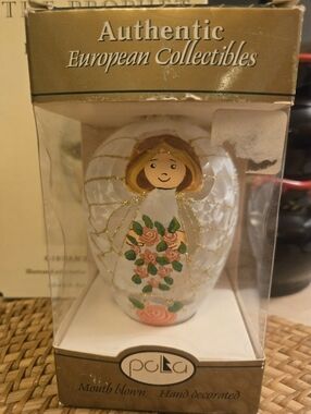 Pola Mouth Blown Glass Angel Ornament Hand Painted Ukraine